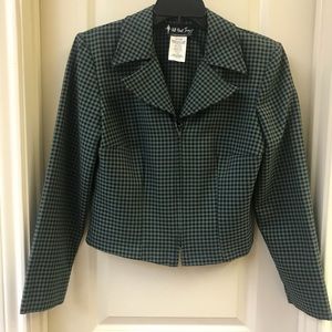 Green & Black Checkered Blazer